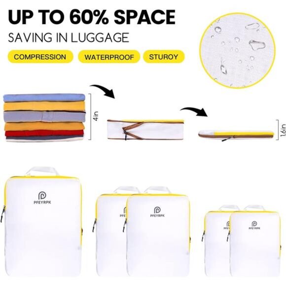 Lightweight Compression Packing Cubes for Suitcases, Compressible Expandable - Picture 3 of 7